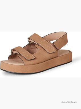 Women's Adjustable Triple Strap Flat Platform Sandals with Faux Nubuck Upper
